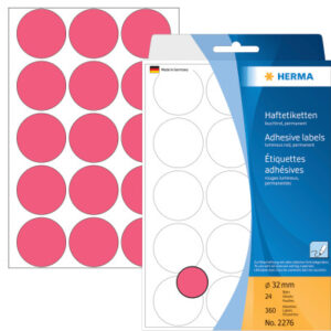 HERMA     Etiketten rund            32mm 2276      leuchtrot            360 Stück