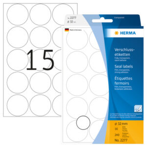 HERMA     Verschlussetiketten       32mm 2277      transparent   240 St./16 Blatt