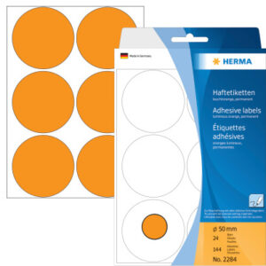 HERMA     Etiketten rund            50mm 2284      orange               144 Stück