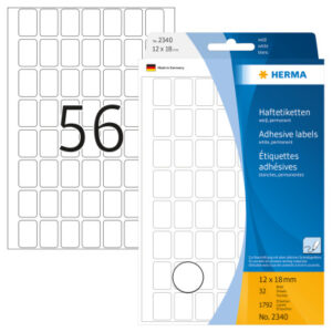 HERMA     Universal-Etiketten    12x18mm 2340      weiss      1792 Stück/32 Blatt