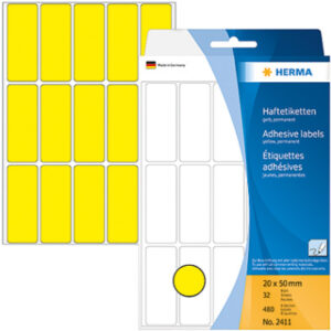 HERMA     Etiketten              20×50mm 2411      gelb                 480 Stück
