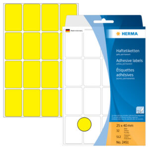 HERMA     Etiketten              25×40mm 2451      gelb                 512 Stück