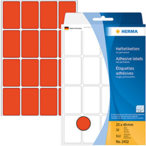 HERMA     Etiketten              25×40mm 2452      rot                  512 Stück