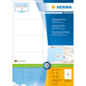 HERMA     Etiketten PREMIUM    99.1x57mm 4268      weiss,perm.   1000 St./100 Bl.