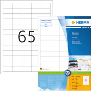 HERMA     Universal-Etikett. 38,1x21,2mm 4270      weiss       6500 St./100 Blatt