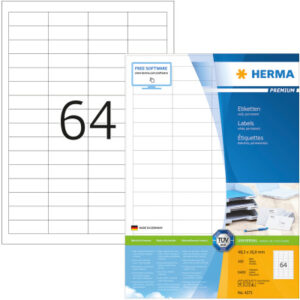 HERMA     Universal-Etikett. 48,3x16,9mm 4271      weiss       6400 St./100 Blatt