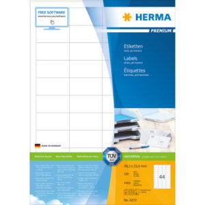 HERMA     Etiketten PREMIUM  48.3x25.4mm 4272      weiss,perm.   4400 St./100 Bl.