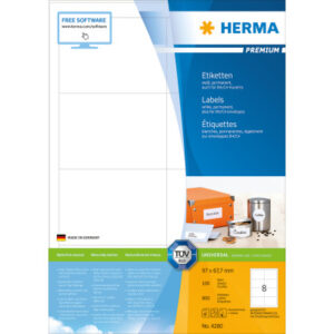 HERMA     Etiketten PREMIUM    97x67.7mm 4280      weiss,perm.    800 St./100 Bl.
