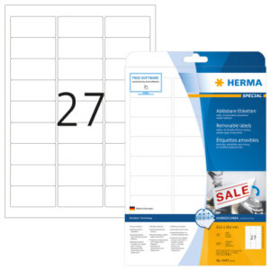 HERMA     Etiketten Movables 63,5x29,6mm 4347      weiss,non-perm. 675 St./25 Bl.