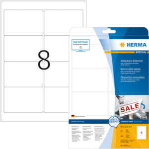 HERMA     Etiketten Movables 96,0x63,5mm 4350      weiss,non-perm. 200 St./25 Bl.