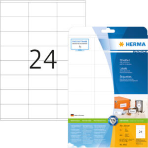 HERMA     Universal-Etikett. 70,0x36,0mm 4360      weiss         600 St./25 Blatt