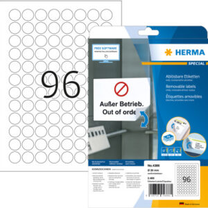 HERMA     Etiketten Movables        20mm 4386      weiss, non perm.    2400 Stück