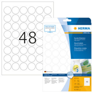 HERMA     Universal-Etiketten       30mm 4387      weiss        1200 St./25 Blatt