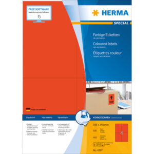 HERMA     Etiketten SPECIAL    105x148mm 4397      rot,perm.      400 St./100 Bl.