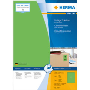 HERMA     Etiketten SPECIAL    210x297mm 4404      grün,perm.     100 St./100 Bl.