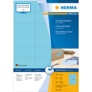 HERMA     Etiketten SPECIAL      70x37mm 4408      blau,perm.    2400 St./100 Bl.