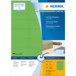 HERMA     Etiketten SPECIAL      70x37mm 4409      grün,perm.    2400 St./100 Bl.