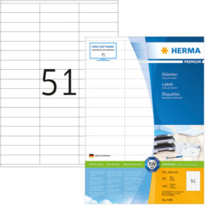 HERMA     Universal-Etiketten  70x16,9mm 4459      weiss       5100 St./100 Blatt