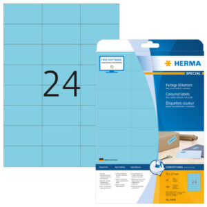 HERMA     Universal-Etiketten    70x37mm 4468      blau          480 St./20 Blatt