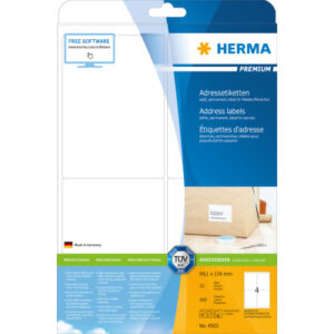 HERMA     Etiketten Premium   99.1x139mm 4503      weiss, permanent     100 Stück