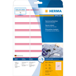 HERMA     Namensetiketten    63,5x29,6mm 4512      weiss          540 Stk./20 Bl.