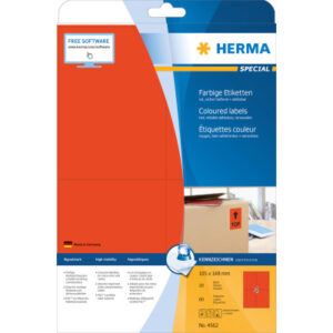 HERMA     Etiketten SPECIAL    105x148mm 4562      rot,non-perm.    80 St./20 Bl.