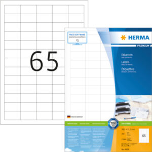HERMA     Universal-Etikett. 38,1x21,2mm 4606      weiss      13000 St./200 Blatt