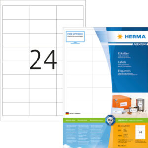 HERMA     Universal-Etiketten  66x33,8mm 4614      weiss       4800 St./200 Blatt