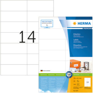 HERMA     Universal-Etiketten 105x42,3mm 4674      weiss       1400 St./100 Blatt
