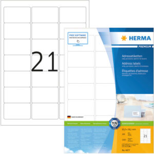 HERMA     Etiketten Premium  63,5x38,1mm 4677      weiss               2100 Stück