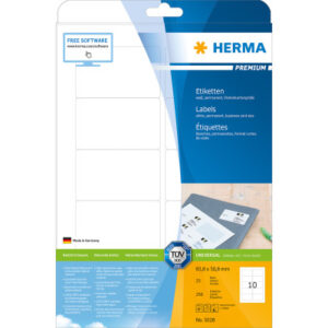 HERMA     Etiketten Visitenkartengrösse 5028      weiss, 250 Stk./ 10 Blatt