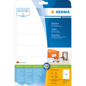 HERMA     Etiketten PREMIUM    97x42.3mm 5056      weiss,perm.     300 St./25 Bl.