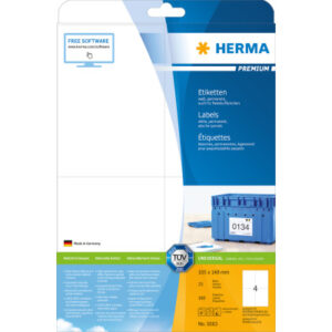 HERMA     Etiketten PREMIUM    105x148mm 5063      weiss,perm.     100 St./25 Bl.
