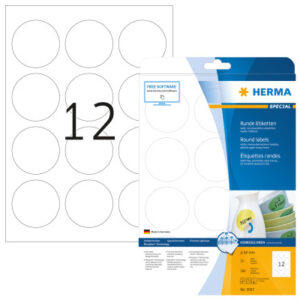 HERMA     Rund-Etiketten            60mm 5067      weiss         300 St./25 Blatt