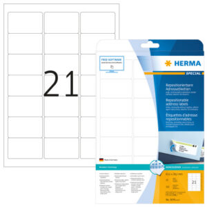 HERMA     Etiketten Movables 63,5x38,1mm 5074      weiss,non-perm. 525 St./25 Bl.