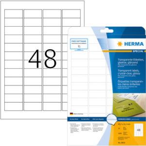 HERMA     Folienetiketten    45,7x21,2mm 8016      transparent  1200 St./25 Blatt