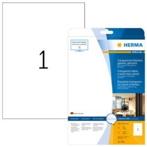HERMA     Etiketten 210x297mm 8020      transparent, 25 Blatt