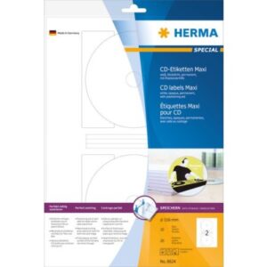HERMA     CD Etiketten weiss, Ø 116mm 8624      20 Stk. / 10 Blatt