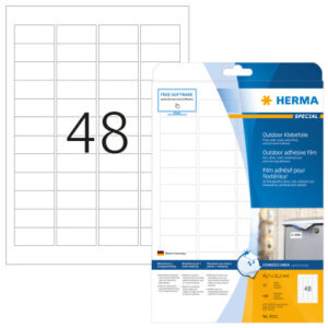 HERMA     Outdoor Etikett.PP 45,7x21,2mm 9531      weiss         480 St./10 Blatt