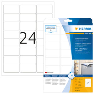 HERMA     Outdoor Etikett.PP 63,5x33,9mm 9532      weiss         240 St./10 Blatt