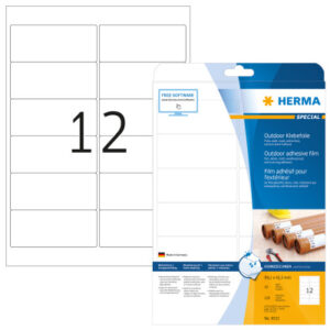 HERMA     Outdoor Etikett.PP 99,1x42,3mm 9533      weiss         120 St./10 Blatt