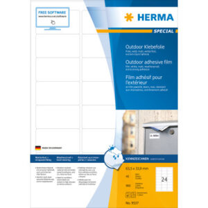 HERMA     Folienetiketten    63,5x33,9mm 9537      weiss,PP matt  960 Stk./40 Bl.