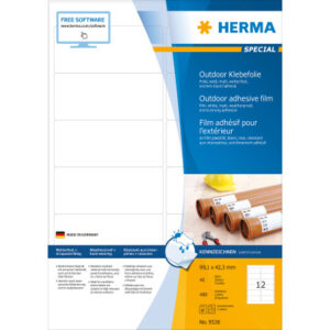 HERMA     Folienetiketten    99,1x42,3mm 9538      weiss,PP matt  480 Stk./40 Bl.
