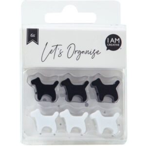 I AM CREA Magnet Hund Let`s Organize 4035.53   schwarz, weiss         6 Stück