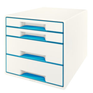 LEITZ     Schubladenbox WOW Cube      A4 52132036  weiss/blau, 4 Schubladen