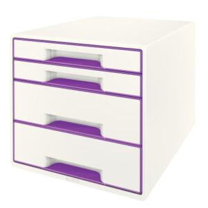 LEITZ     Schubladenbox WOW Cube      A4 52132062  weiss/violett, 4 Schubladen