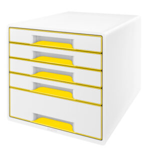 LEITZ     Schubladenbox WOW Cube      A4 52142016  weiss/gelb, 5 Schubladen