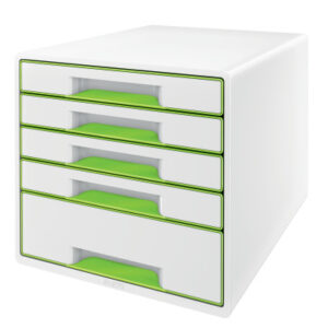 LEITZ     Schubladenbox WOW Cube      A4 52142054  weiss/grün, 5 Schubladen