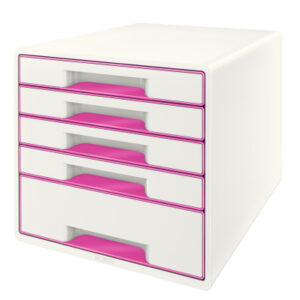 LEITZ     Schubladenbox WOW Cube      A4 52142023  weiss/pink, 5 Schubladen