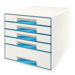 LEITZ     Schubladenbox WOW Cube      A4 52142036  weiss/blau, 5 Schubladen